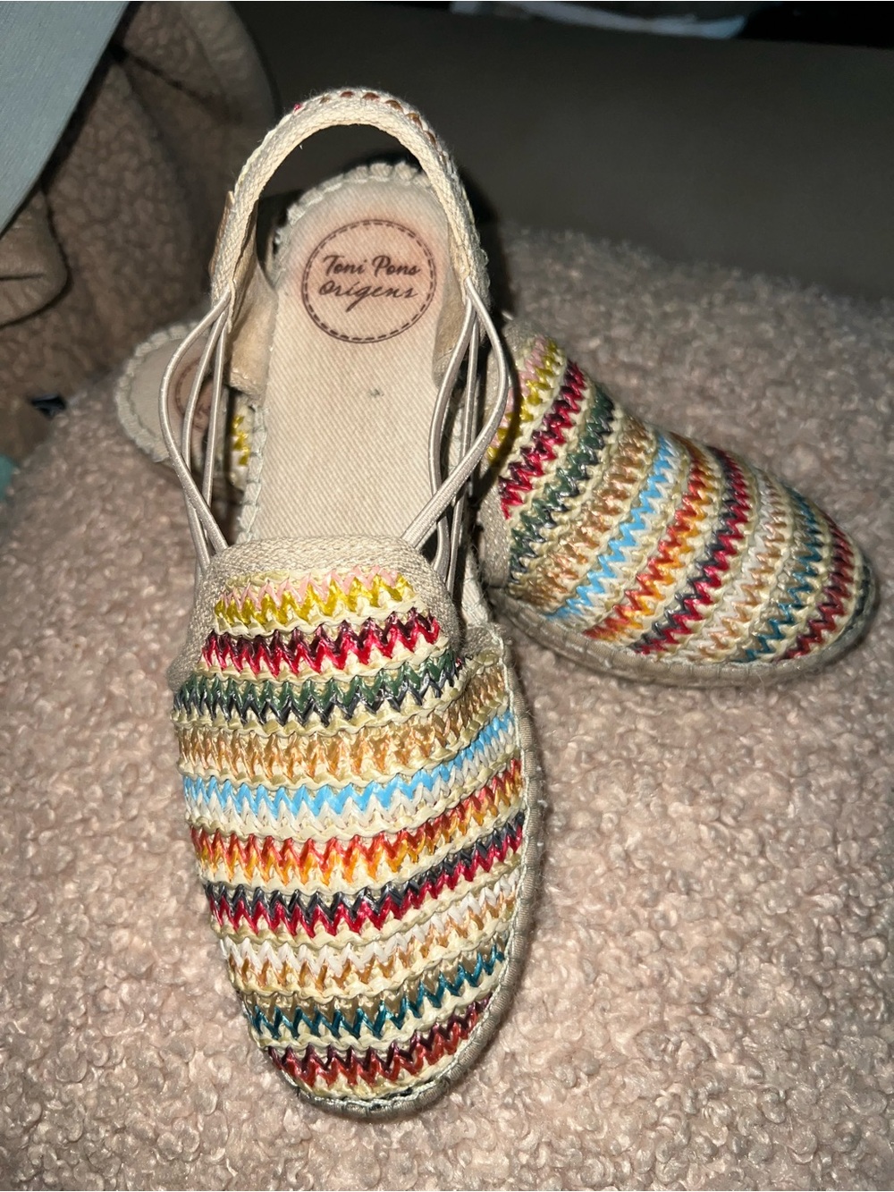 Toni Pons Multicolor Crochet Espadrille Slingback - Cream Base
